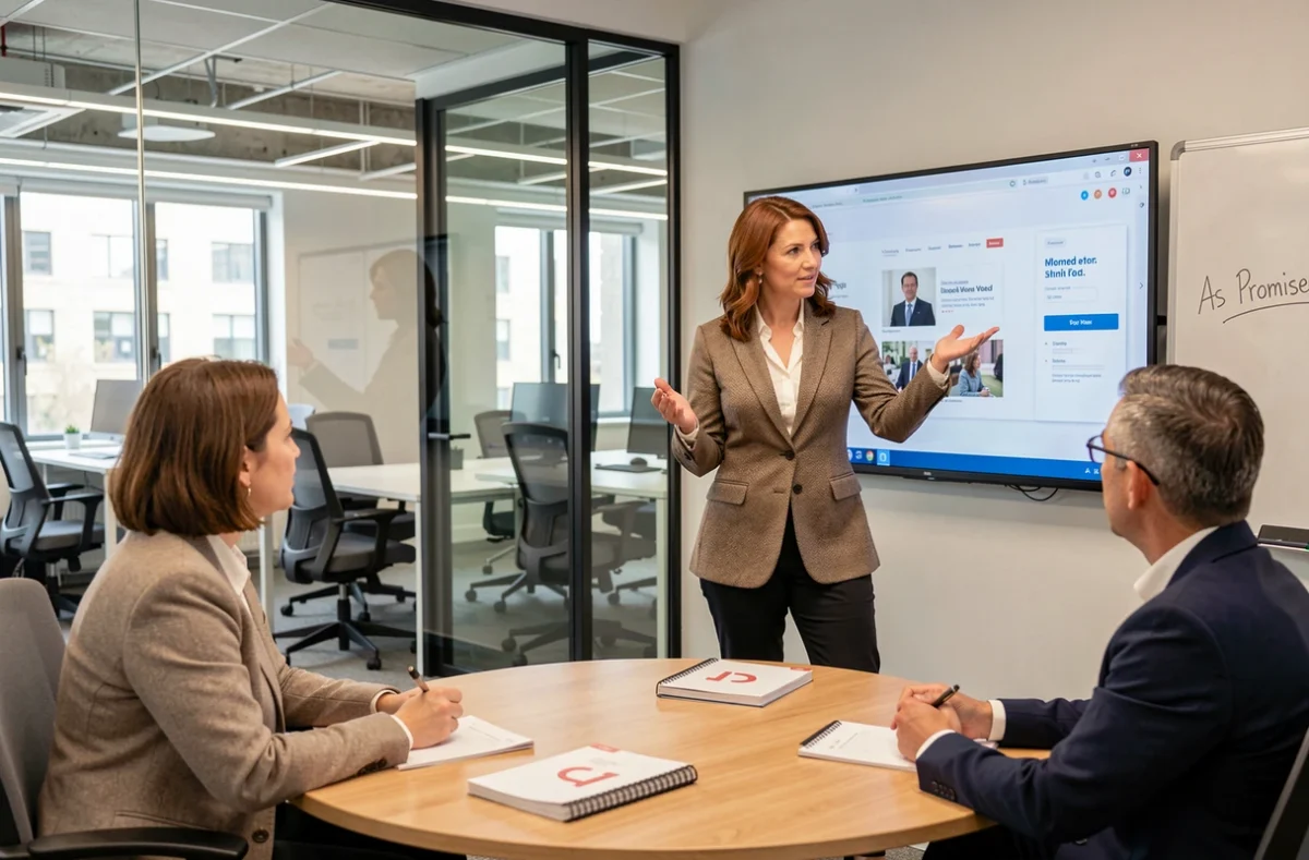 Présentation de projet web par l'agence As Promised lors d'une réunion client