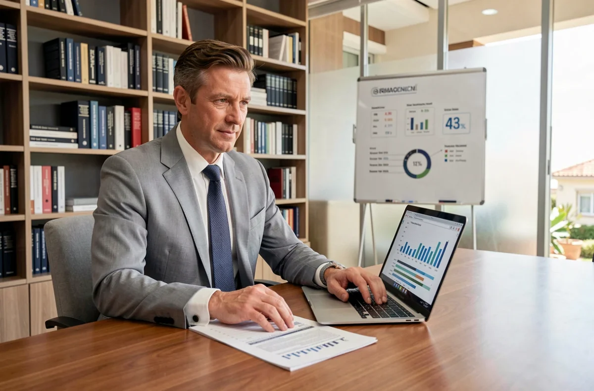 Consultant de Web Business Intelligent examinant des rapports d'analyse digitale dans un bureau professionnel