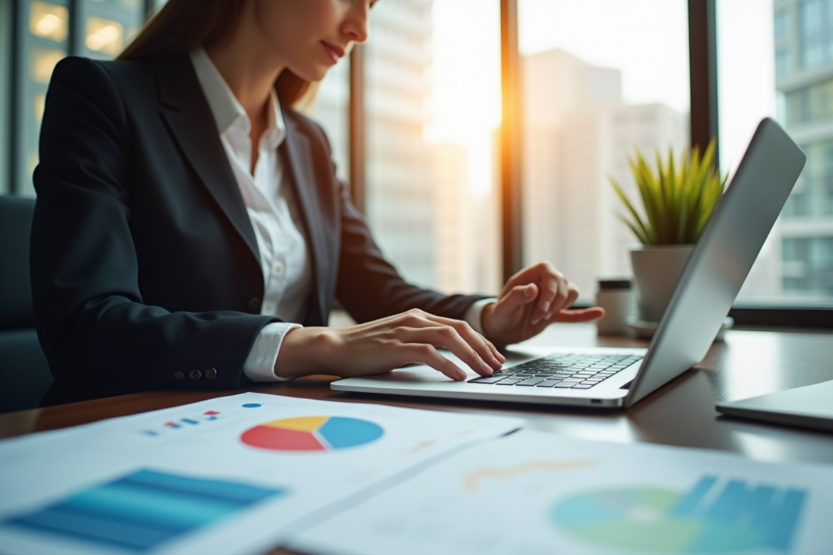 Professionnel d'affaires analysant graphiques et budgets publicitaires