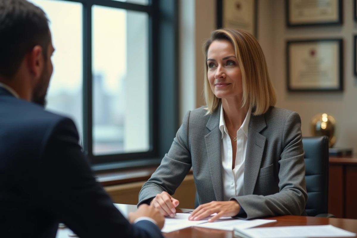 Avocate confiante examinant des documents dans un bureau