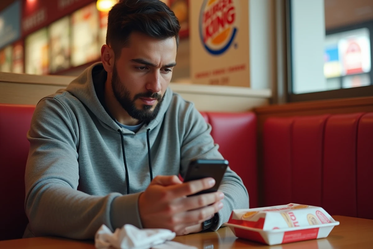 Homme consultant le site BKvousecoute sur son téléphone pour signaler un ticket perdu