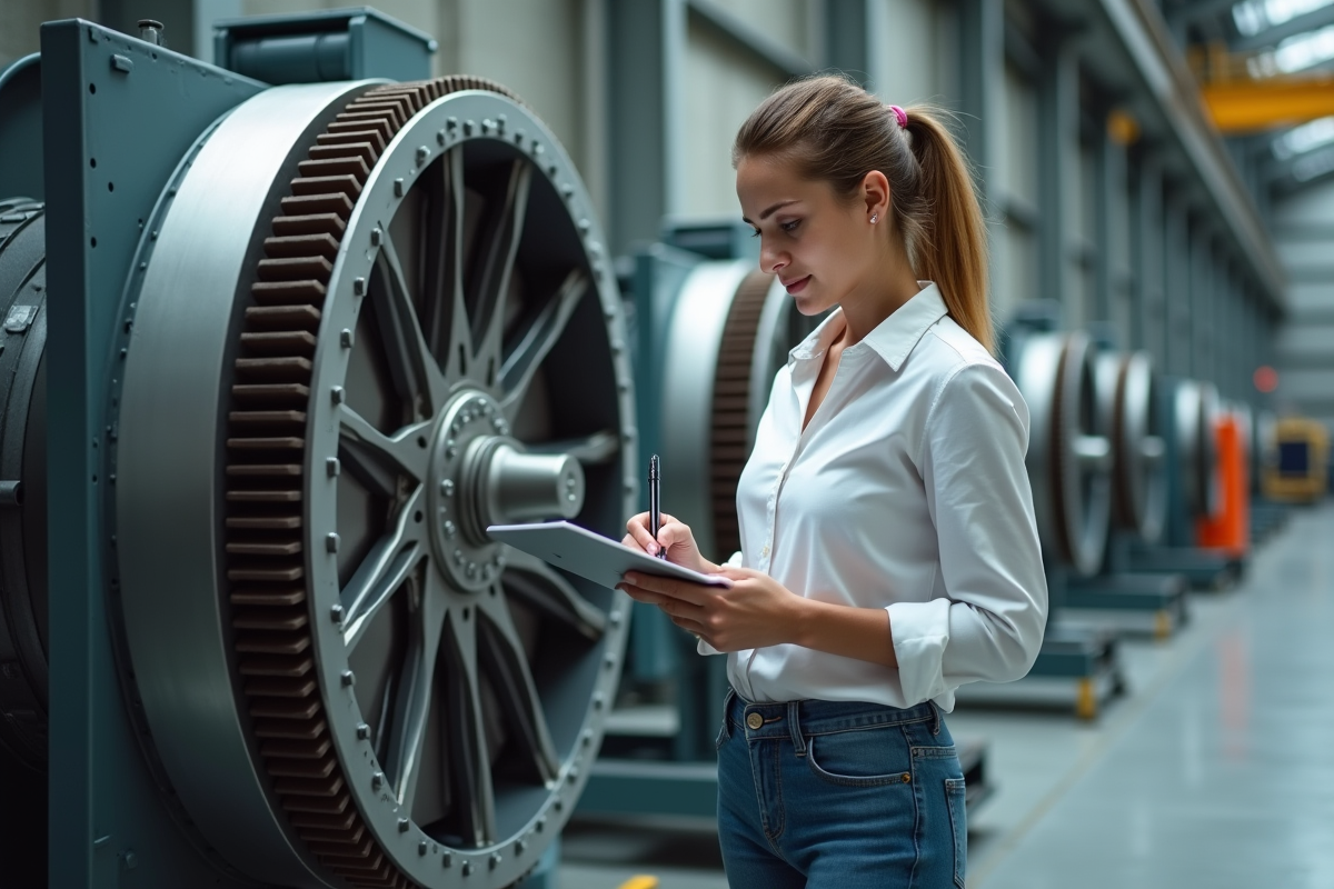 Jeune chercheuse inspectant un volant d