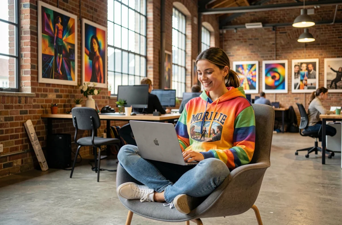Espace de coworking La Cocotte Numérique à Morlaix dans un bâtiment industriel reconverti avec murs en brique et ambiance créative