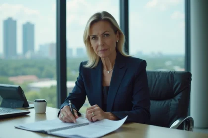 Femme d'affaires en réunion dans un bureau moderne