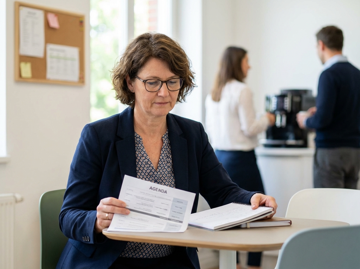 Femme RH en train de préparer une réunion dans un espace détendu