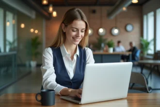 Jeune femme professionnelle travaillant dans une agence digitale