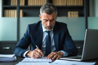 Homme d affaires inquiet dans un bureau professionnel