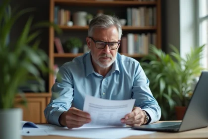 Homme d'âge moyen travaillant à domicile dans un bureau