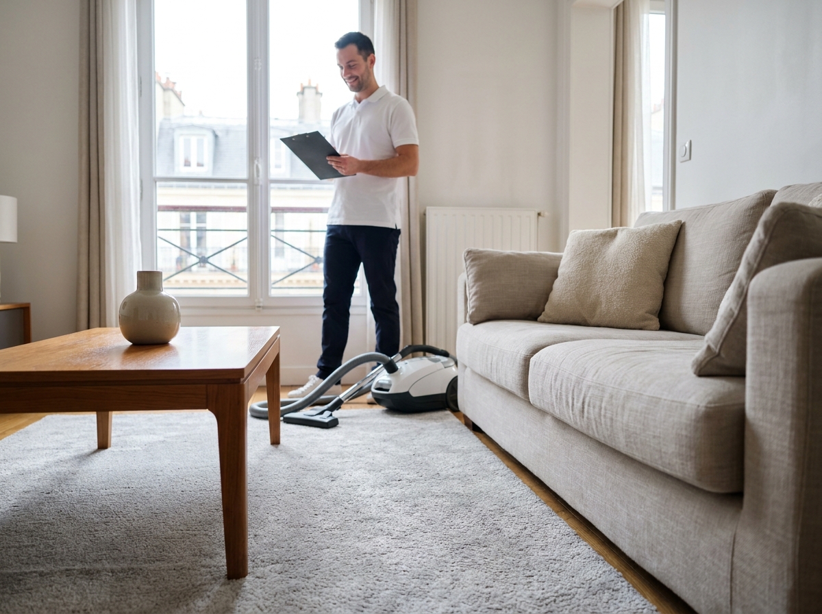 Salon propre et bien rangé après une prestation de ménage professionnelle dans un appartement à Issy-les-Moulineaux